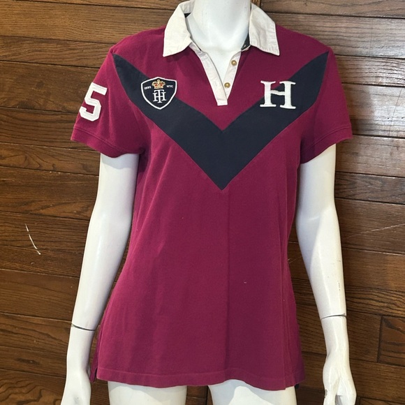Tommy Hilfiger Tops - Tommy Hilfiger Burgundy Polo with Black and White Details